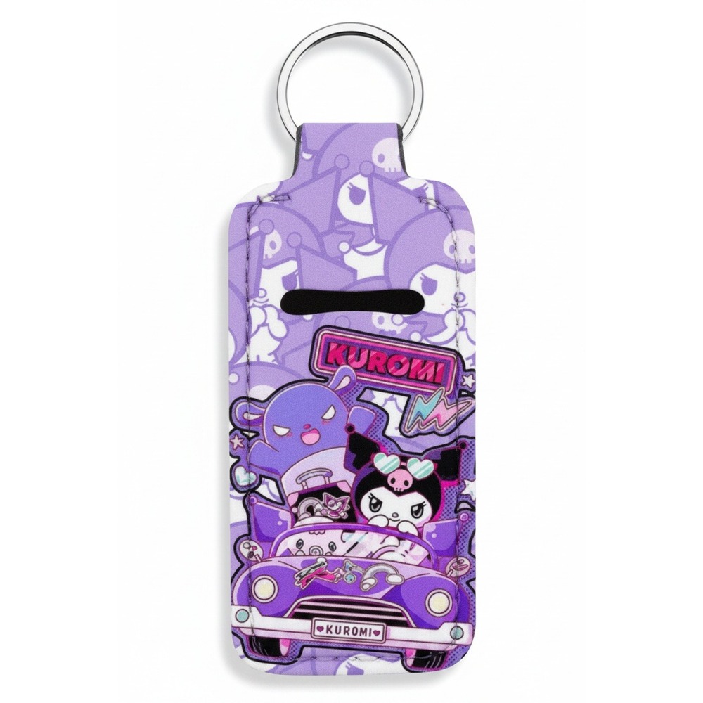 Sanrio Kuromi Lip Balm Holder Keychain Purple Kawaii Chapstick Sleeve Accessory